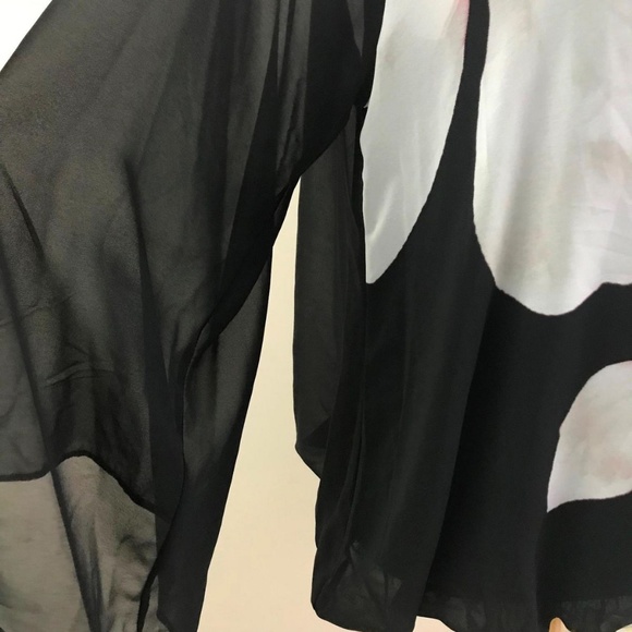 NEW Alfani Sheer Floral Blouse Black Pink Size 0X - Picture 6 of 8